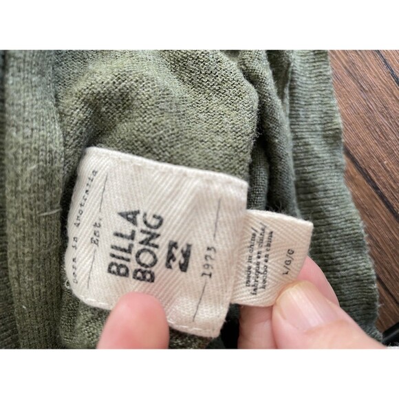 Billabong Sweater Womens Large Olive Green Drop Shoulder Knit Pullover - Picture 4 of 4